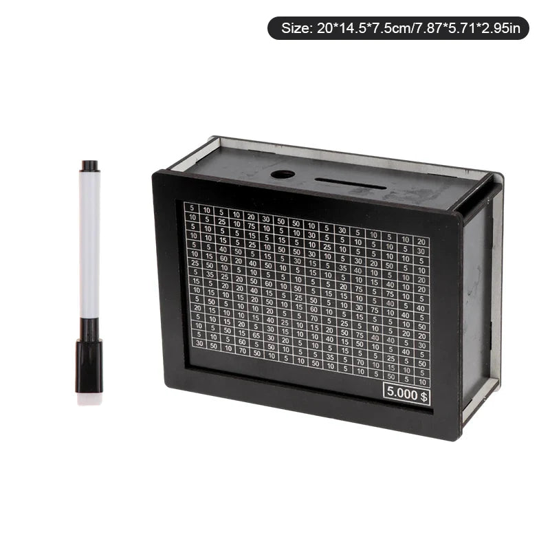 USD Black Reusable Piggy Bank with Money Goal Counter - DIY Savings Box to Build Good Habits