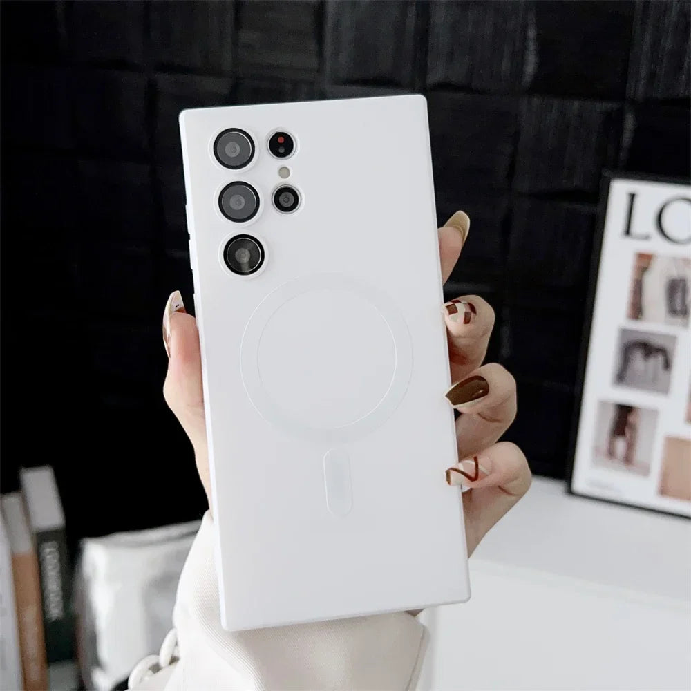 Luxury Matte Magnetic Case for Samsung S25/S24/S23/S22 Ultra & S21/S20 Plus – Magsafe Compatible Note 20 Ultra Phone Cover