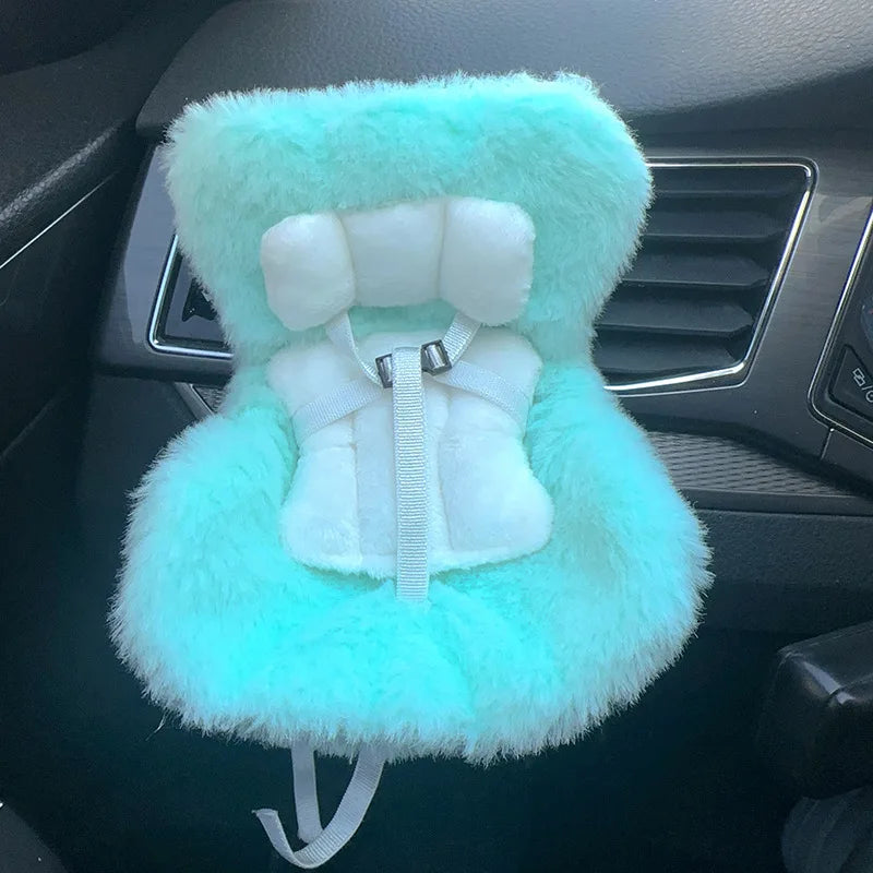 Labubu Car Doll Safety Seat – Kawaii Plush Aromatherapy Air Freshener for Ob11 & Dolls up to 18cm