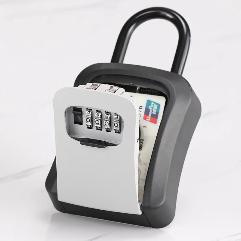 4 Digit Code Key Box – Waterproof Outdoor Password-Protected Storage with Steel Wire Hook for Key Hanging and Security