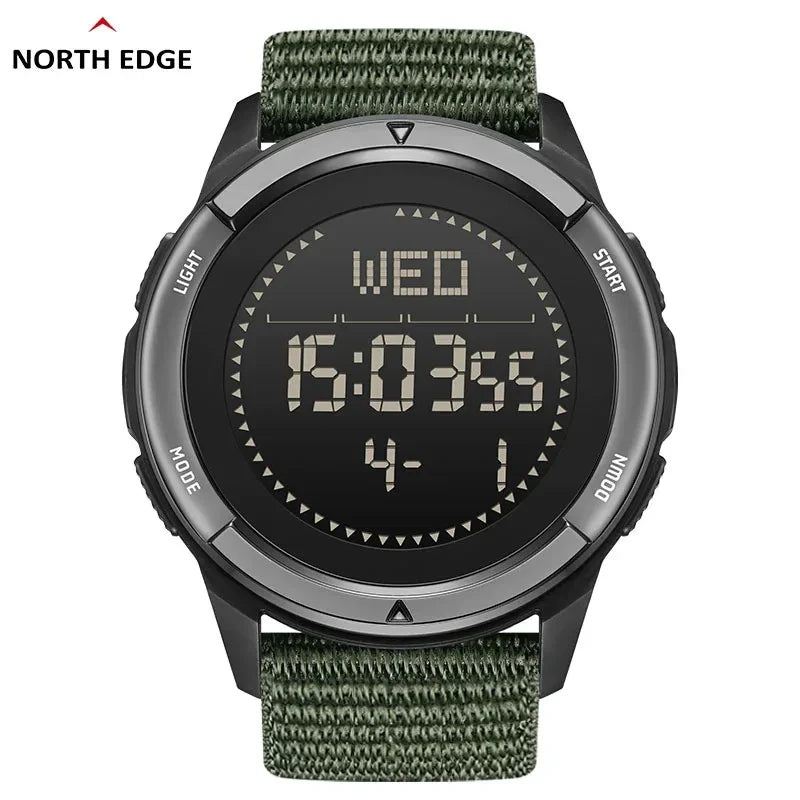 NORTH EDGE ALPS 45MM Men's Outdoor Sports Watch Waterproof Compass Metronome Carbon Fiber Case Nylon Strap