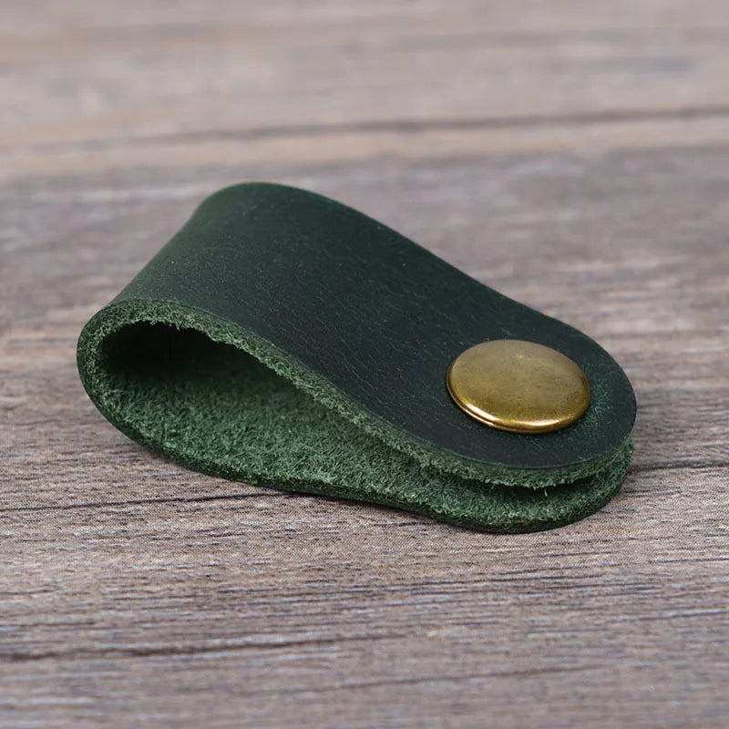 Earphone Wire Organizer – Genuine Leather Cable Winder & Cord Holder, Plug Bobbin Clip for Data Line Wrapping