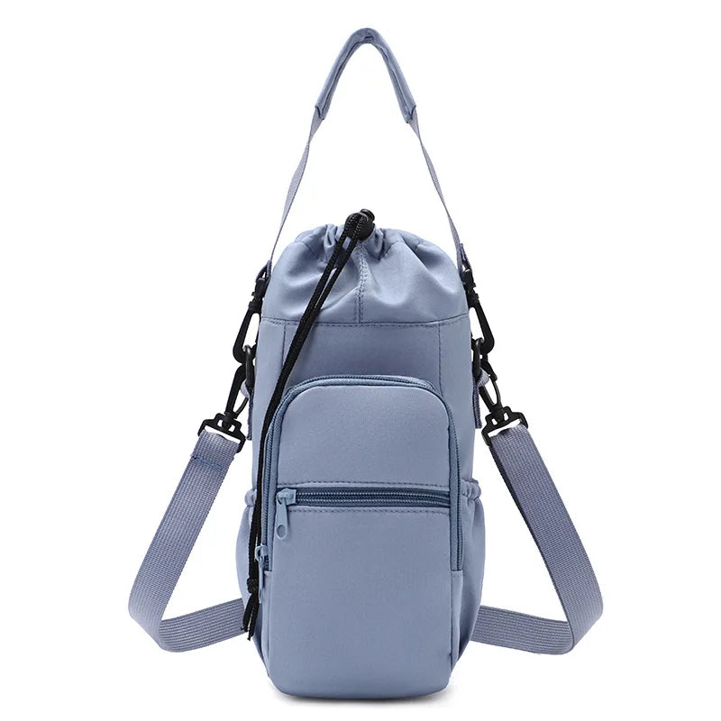Portable Water Bottle Bag — Adjustable Strap Insulated Thermal Mug Carrier with Phone Pocket for Outdoor Sports & Travel