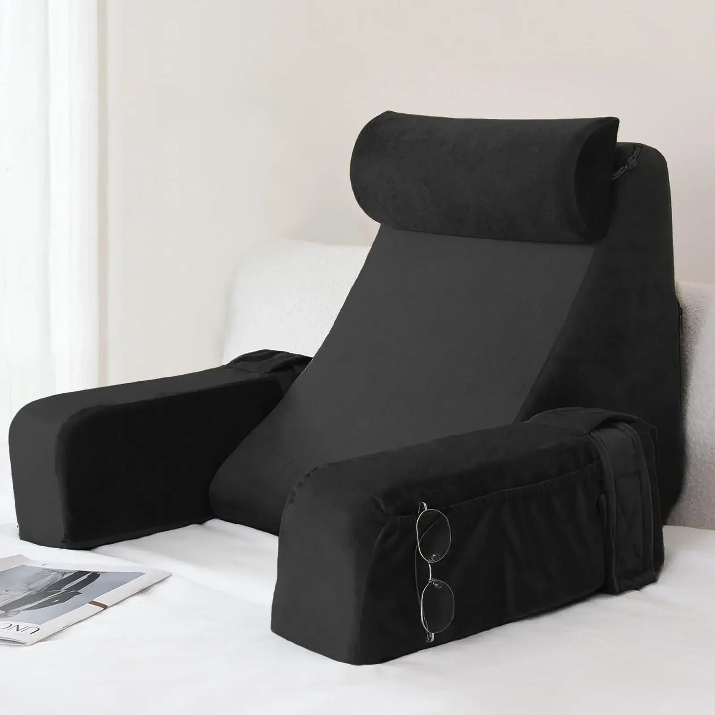 Extra Large Memory Foam Reading Pillow – Bed & Arm Rest Cushion for TV, Gaming, Comfort, Bed & Chair Support