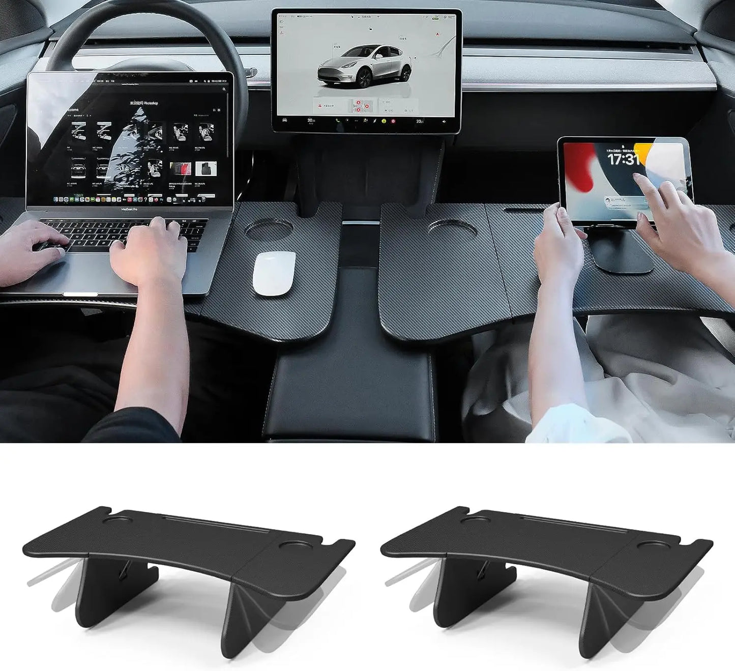YZ Portable Steering Wheel Laptop Tray for Tesla Model 3/Y/X/S 2018-2025 – Travel Desk & Car Office Table Accessory