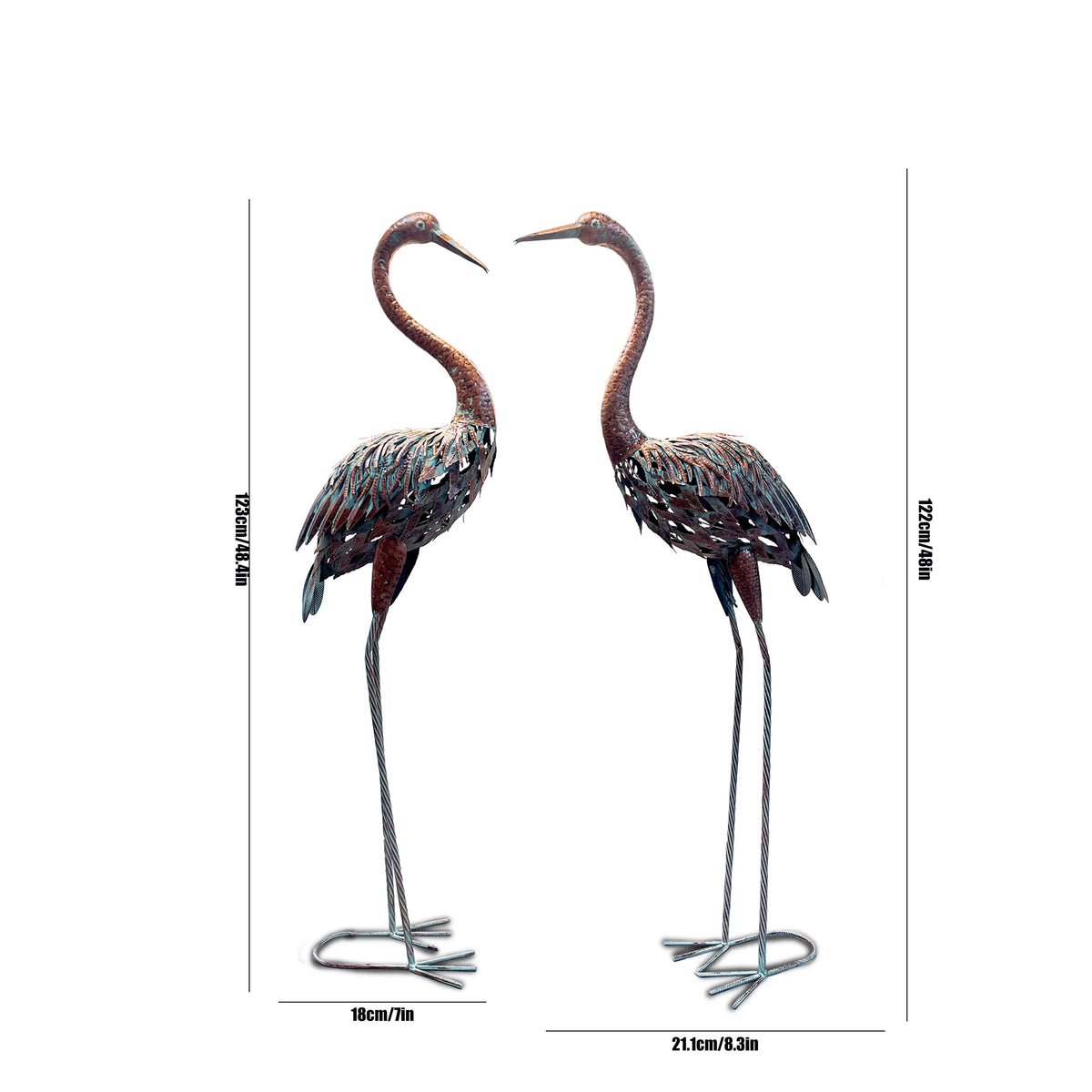 Metal Heron Garden Statue - Tall Crane Bird Sculpture for Patio, Lawn & Outdoor Decor