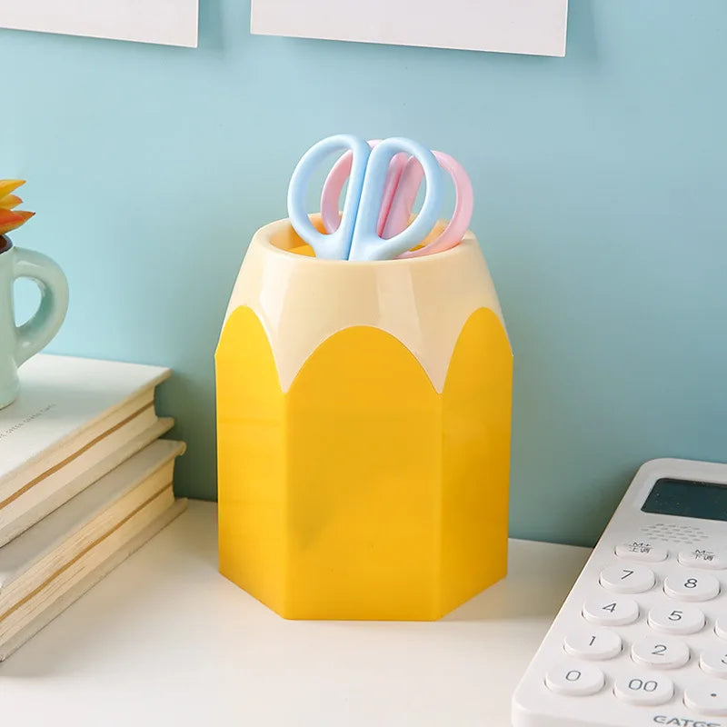 Cute Pencil Holder Desk Organizer - Large-Mouth Storage Box for Pens, Stationery & Makeup Brushes
