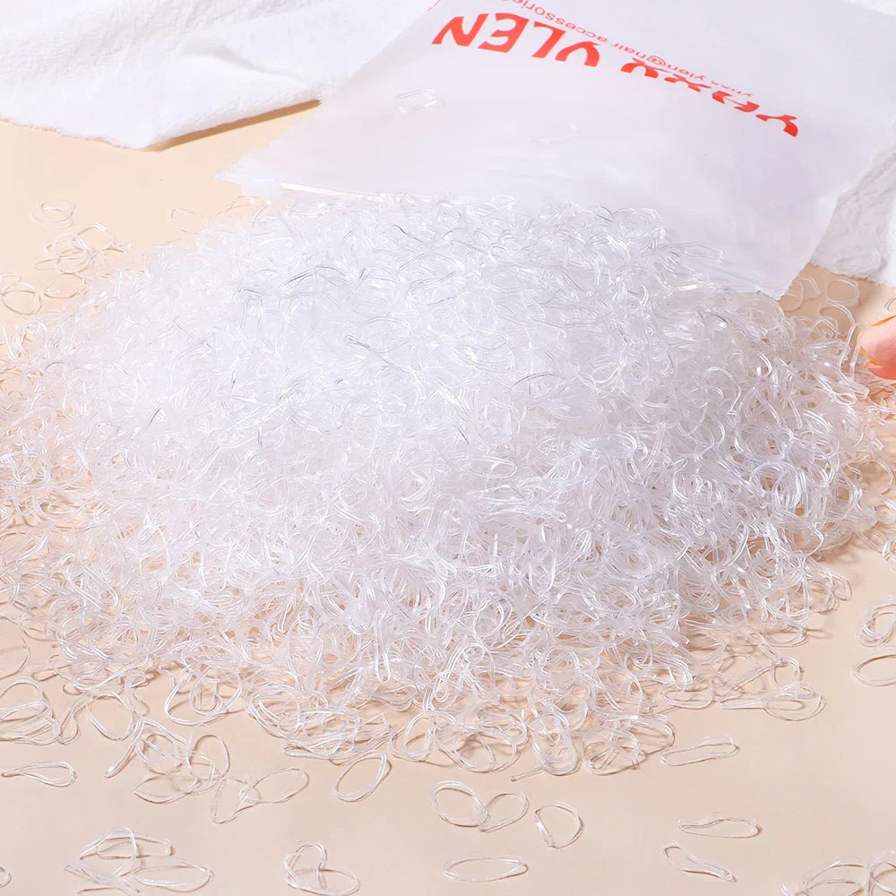 500/1000/2000PCS Colorful Disposable Rubber Hair Ties – Ponytail Holders for Girls & Kids Hair Accessories