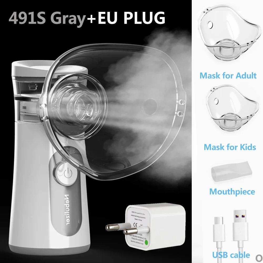 KIUZOU Silent Handheld Mesh Nebulizer – Portable Asthma Inhaler & Mini Humidifier for Kids & Adults