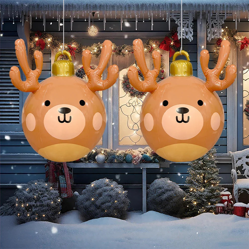 Inflatable Antler Christmas Ball – Giant PVC Ornament for Xmas Tree Decoration and Holiday Gifts