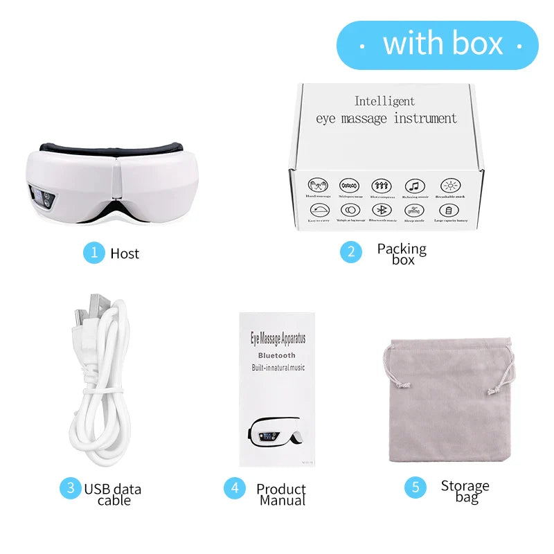 6D Smart Eye Massager — Vibration & Hot Airbag Compress, Bluetooth Music Eye Massage Glasses for Relaxation & Fatigue Relief