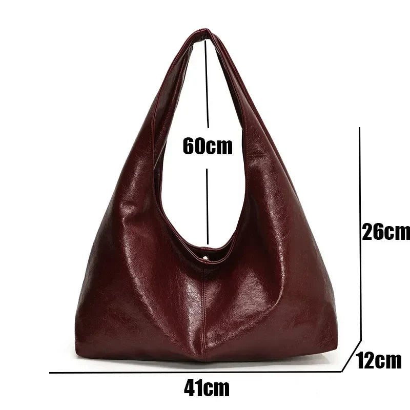 Women’s Large Black Hobo Shoulder Bag – Soft Leather Crossbody Shopper Tote Handbag for Travel & Everyday Use