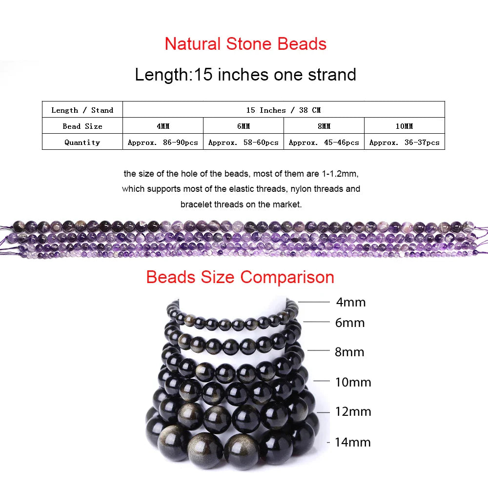 Natural Stone Beaded Bracelet for Men & Women – Healing Crystal Lapis Lazuli Quartz Elastic Couple Jewelry Bangle Bracelet