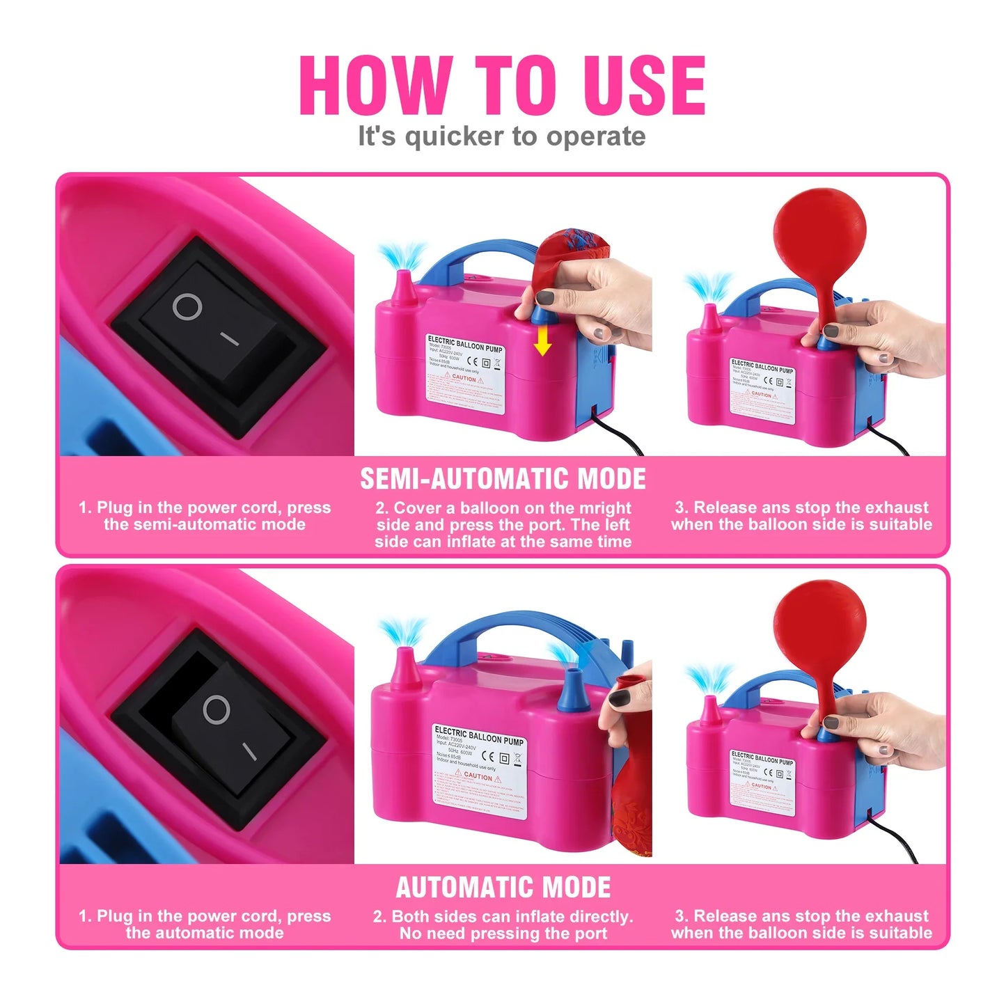 Samger 220V Electric Balloon Air Pump: High-Power Two-Nozzle Inflator for Fast Party Decorations