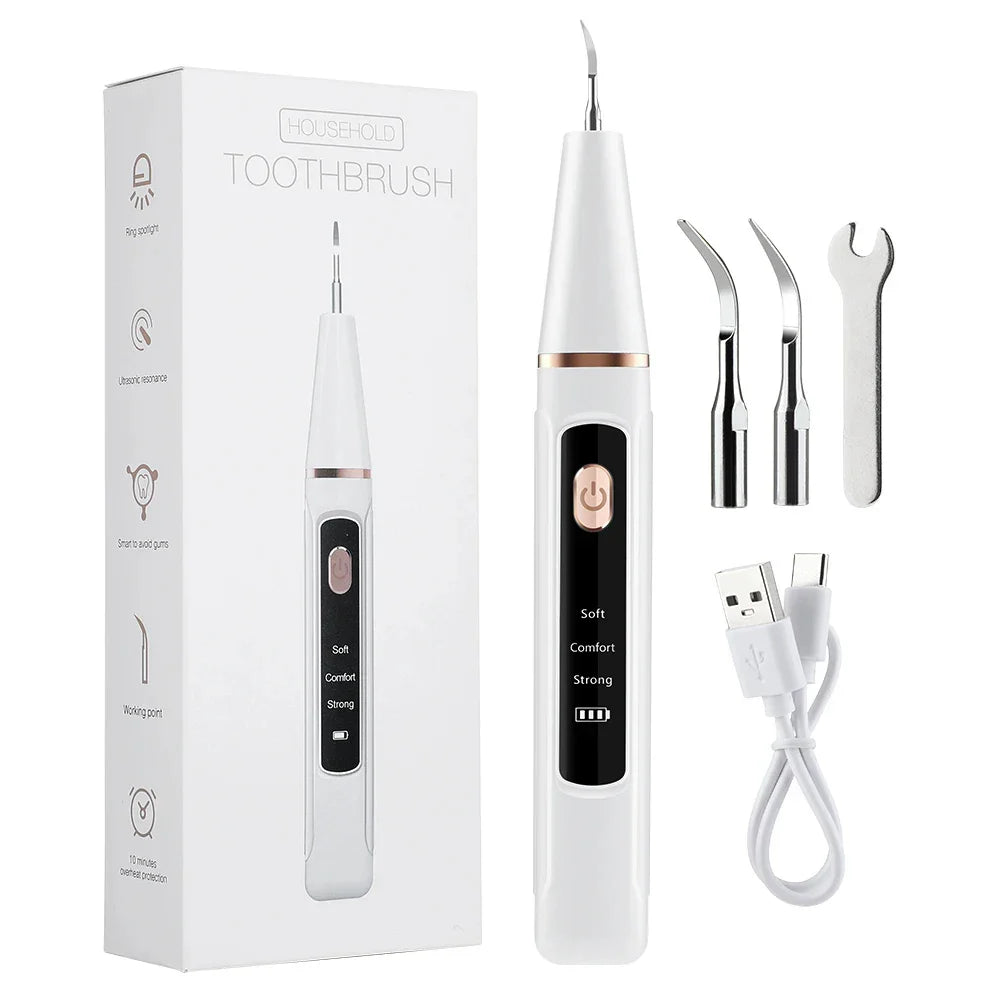 Ultrasonic Dental Scaler – Tartar Removal, Calculus Remover, Tooth Stain Cleaner with LED Light, Tooth Whitening Tools for Household Use