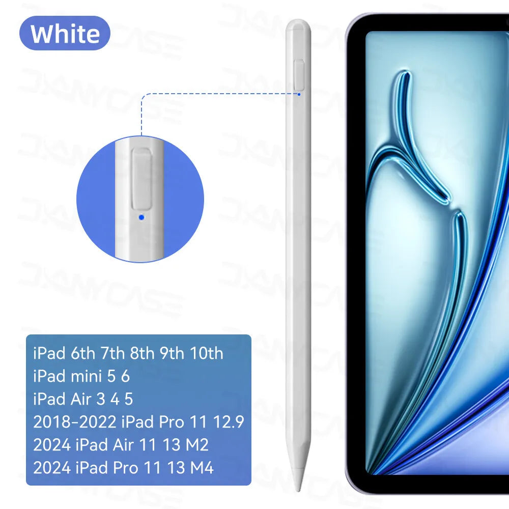 2024 iPad Stylus Pencil with Palm Rejection for iPad Air 11/13, M2 Pro 13/11, Air 3/4/5, Mini 5/6 & 5th-10th Gen