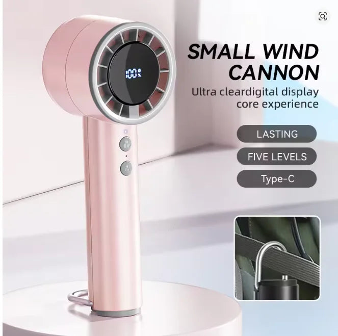 Silent High-Speed USB Handheld Fan – Portable Small Fan with LED Display, High Wind Power, and Cooling Air Conditioner Function