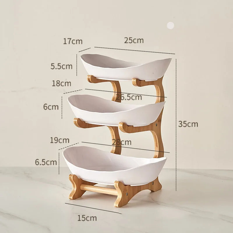 2/3 Layer Fruit Plate & Snack Dish - Modern Plastic Candy Basket, Cake Stand & Salad Bowl for Home Living Room