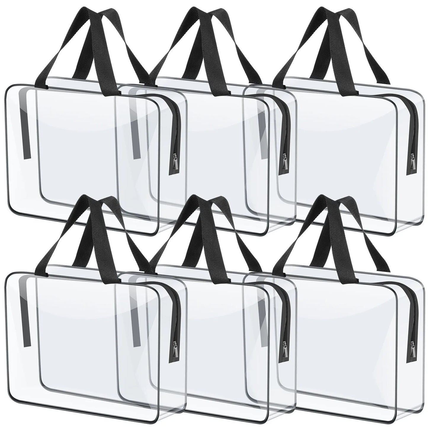 4/6-Pack PVC Makeup Storage Bags — Large Capacity Waterproof Clear Organizer with Zipper for Travel & Home