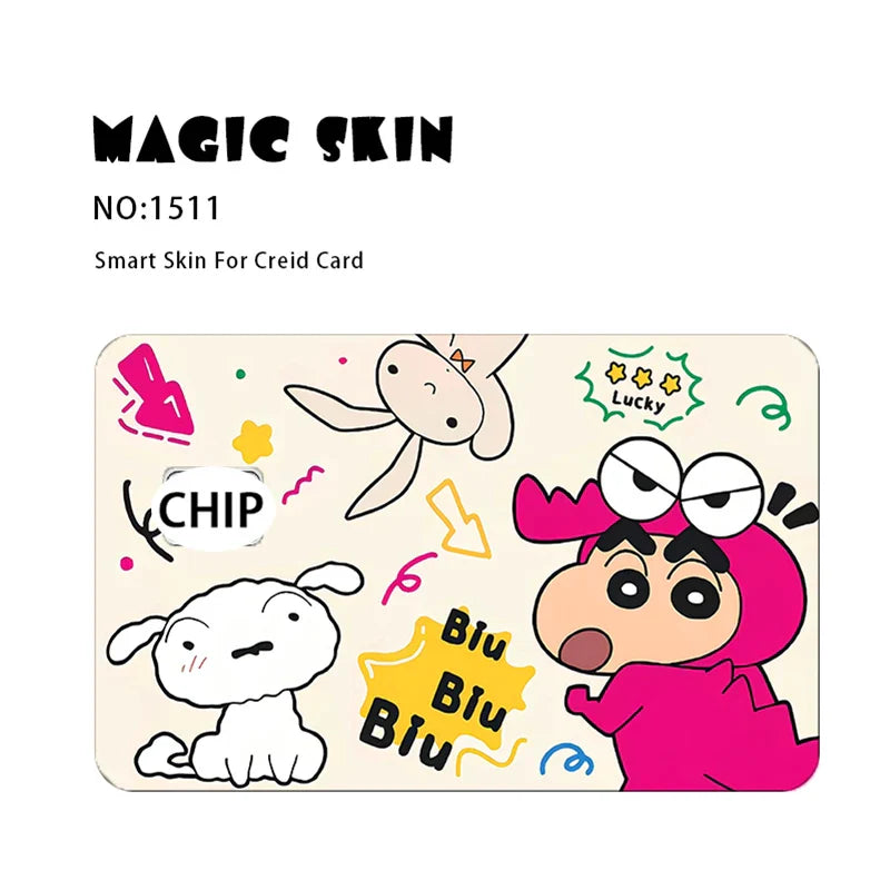 Anime Crayon Shin-Chan Poker PVC Sticker — Waterproof Cartoon Skin for Credit & Debit Cards