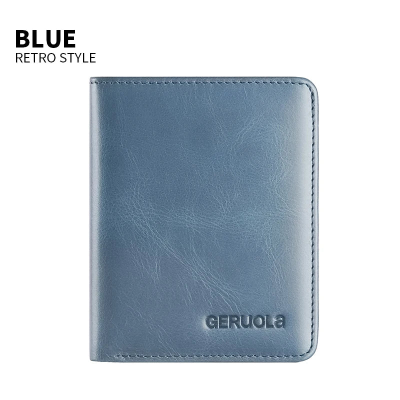 GERUOLA Vintage Genuine Leather Men’s Wallet – Ultra-Thin RFID Blocking Top-Grain Cowhide Multi-Card Holder with Secure Snap Button Slim Wallet for Men