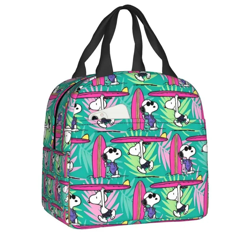 Custom Cute Snoopy Cartoon Insulated Lunch Tote Bag – Portable Thermal Cooler for Women, Work, School & Travel
