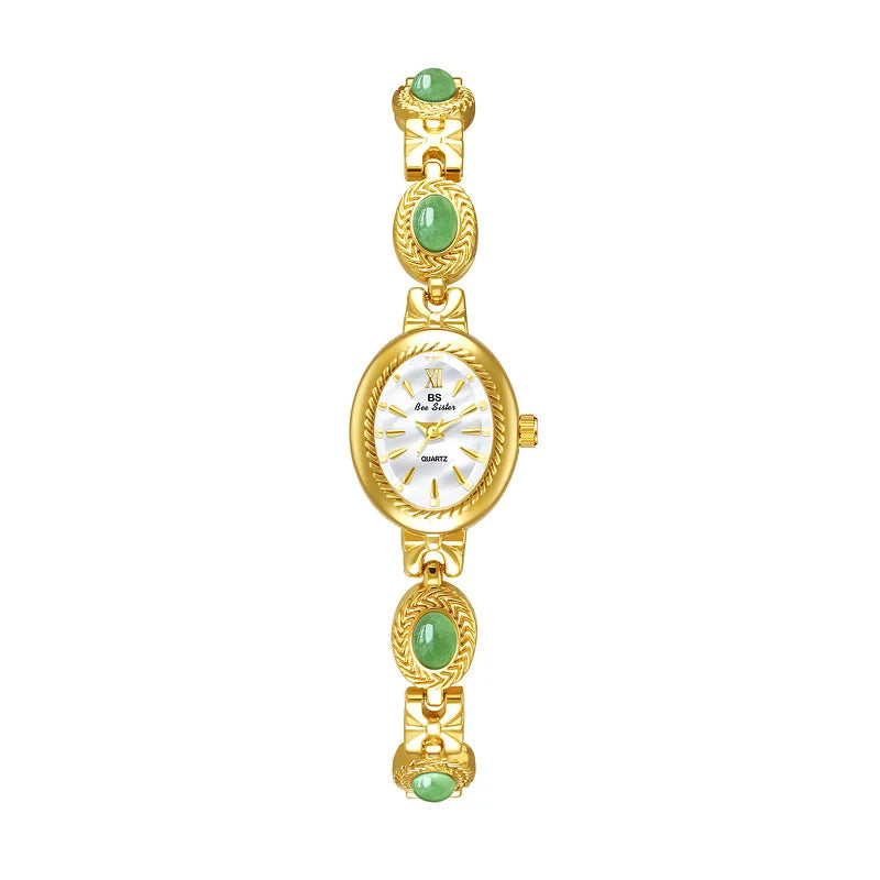 Oval Gold Women's Watch – Luxury Rhinestone Dress & Casual Quartz Small Dial Wristwatch 2025 ⌚✨