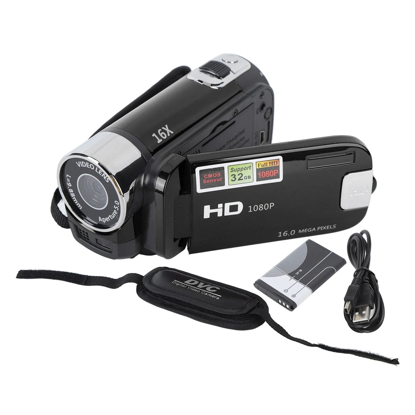 2.7-inch 4K Vlogging Camera – 48MP DV Camera with Rotatable TFT Screen, 16X Digital Zoom & USB Cable