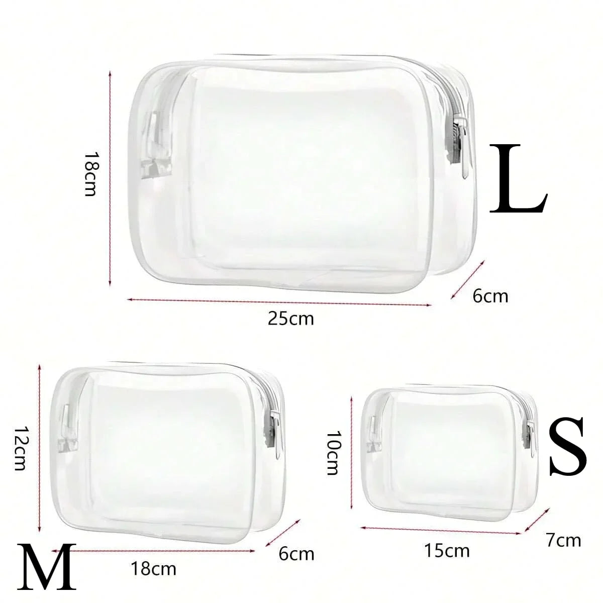 Clear Toiletry Bag — Portable Travel Makeup Organizer with Zipper, PVC Cosmetic Pouch, Airline Compliant