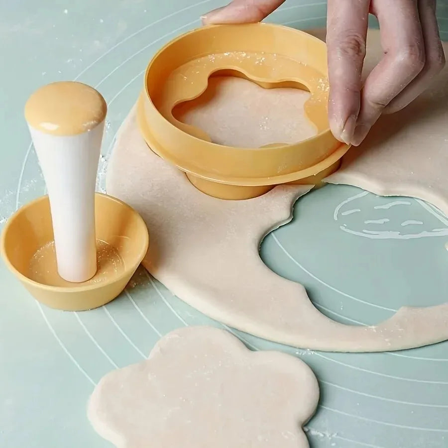 Flower-Shaped Pastry Dough Tamper Set – Cake & Biscuit Mold Press, Creative Pie Cutter & Baking Cup Shaping DIY Kitchen Tool