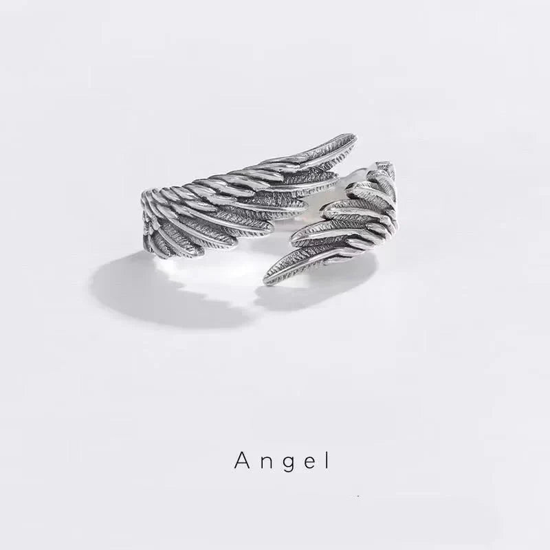Retro Angel Demon Wings Ring - Punk Gothic Open Design Unisex Jewelry Gift for Men & Women
