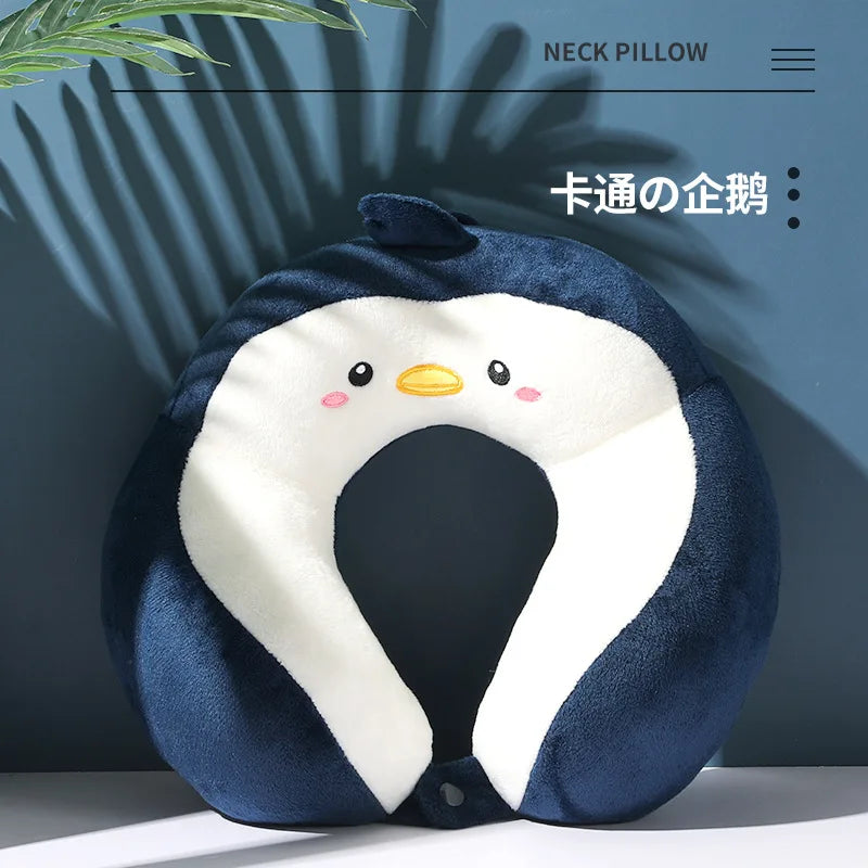 New Hump Cartoon U-shaped Pillow - Pp Cotton Crystal Velvet Embroidery U-shaped Pillow - Car Neck Pillow - Office Nap Neck Pillow