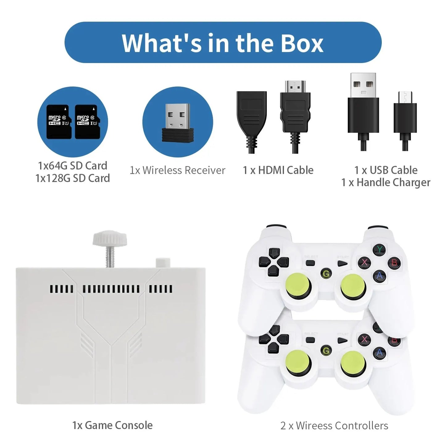 Ampown Y7 256GB Video Game Console with Linux OS, 12,000 Built-in Games, Wireless Rechargeable Controller, Low Latency Gaming Player Gift