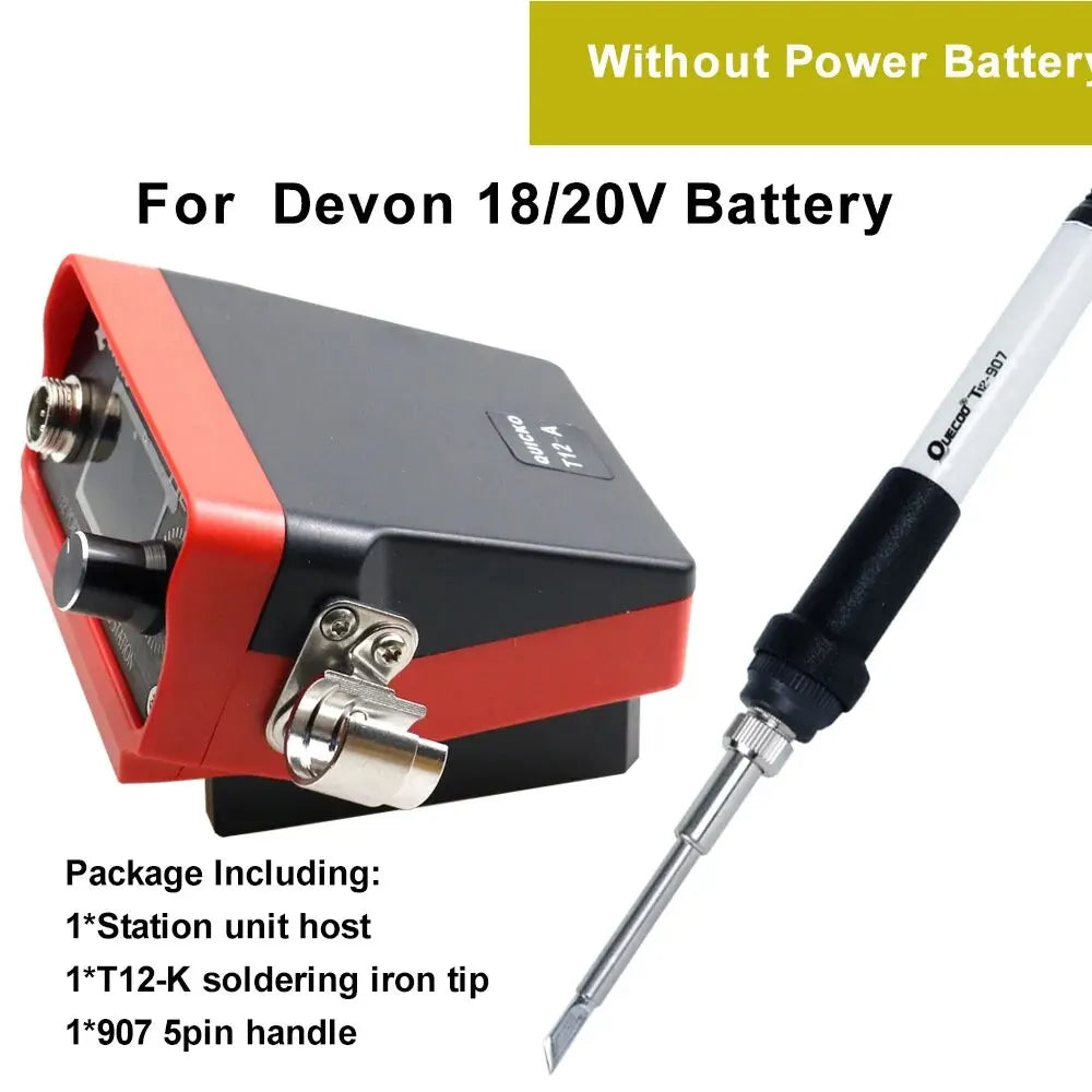 72W T12 Cordless Soldering Station – Compatible with Dewalt, Makita, Milwaukee, Worx 20V Max Li-ion Batteries, DIY Repair Tool