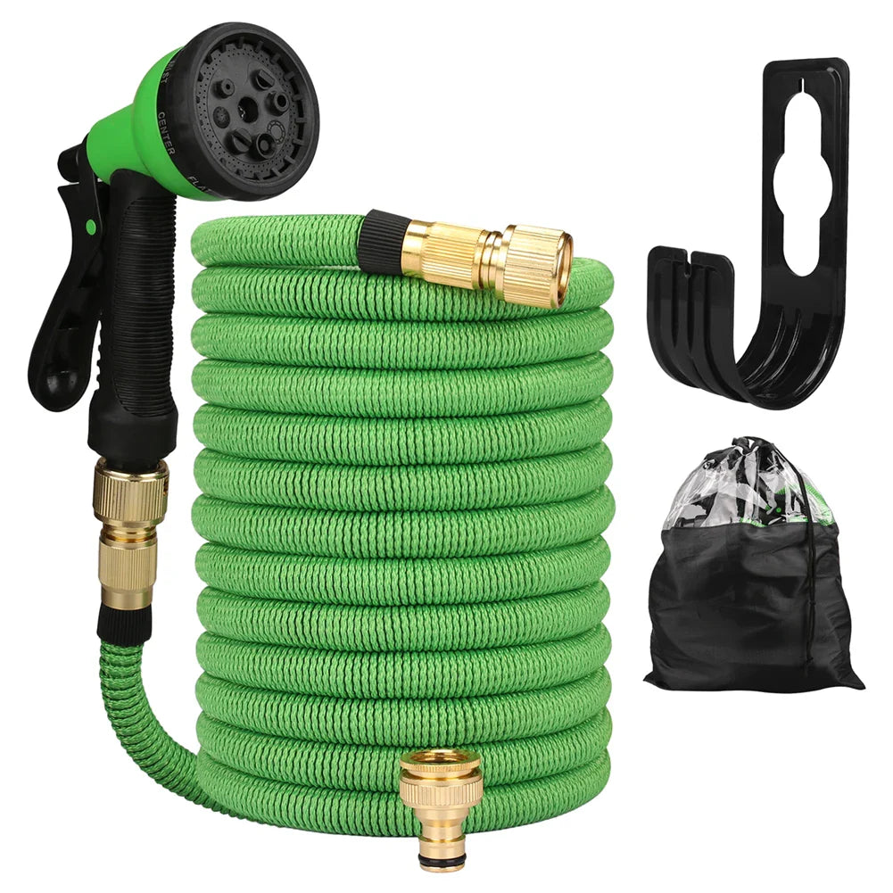 Expandable High-Pressure Garden Water Hose with Double Metal Connector – PVC Magic Hose for Irrigation, Farm & Car Wash Use