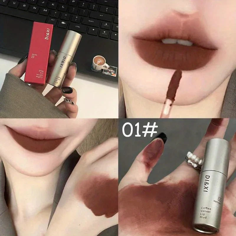Long-Lasting Waterproof Matte Velvet Lip Gloss – Smooth Nude Brown Lip Tint for Festival Gifts