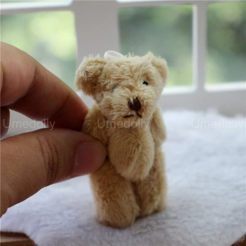 Miniature Bear & Rabbit Plush Toy — 1/6 & 1/12 Scale Dollhouse Decor for OB11 Blyth Dolls
