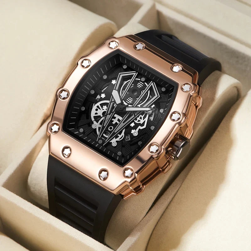 Large Dial Men's Quartz Watch - Waterproof Square Sport Luminous Wristwatch
