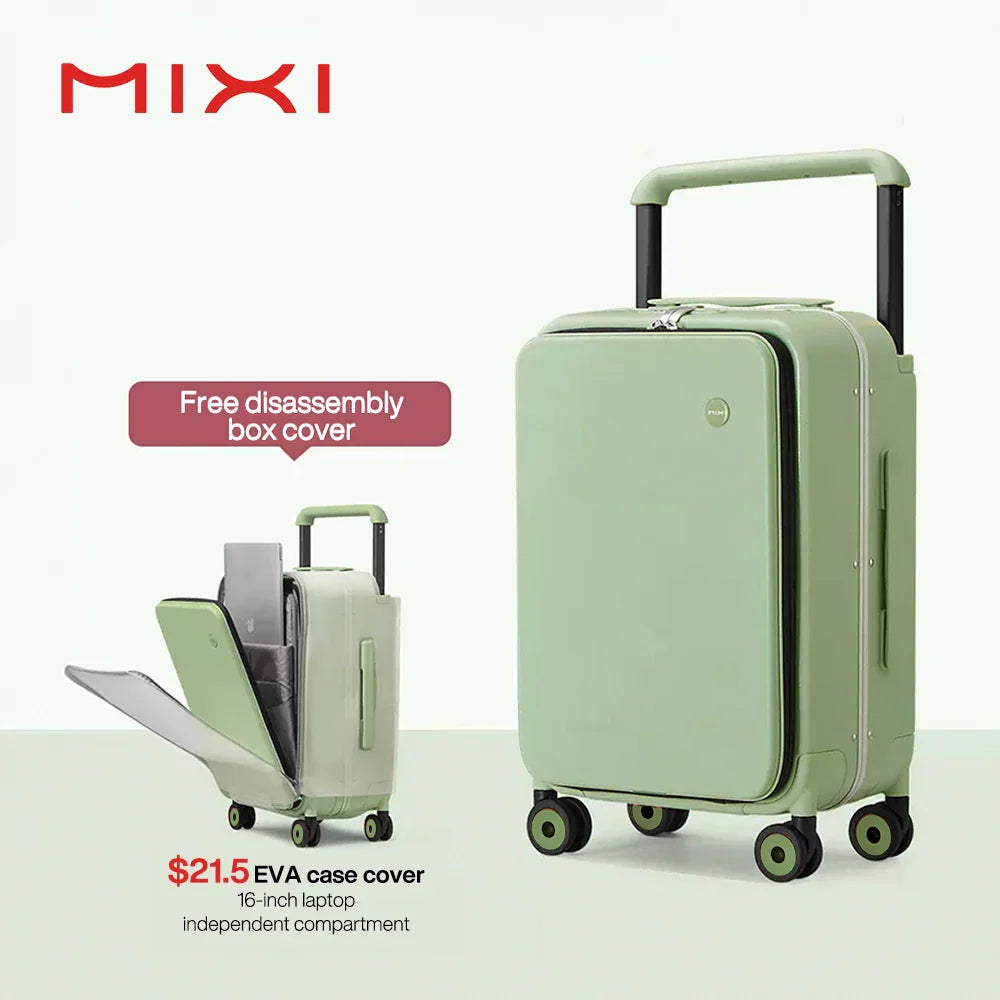 Mixi 20" Wide Handle Carry-On Suitcase — New Design Travel Trolley with Aluminum Frame, Unisex PC Luggage M9275