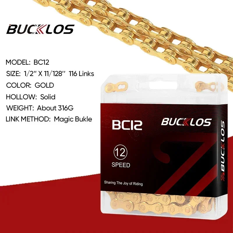 BUCKLOS MTB Bike Chain – 12 & 11 Speed Mountain & Road Bicycle Chain, Compatible with 8-12 Speed Cycling Parts