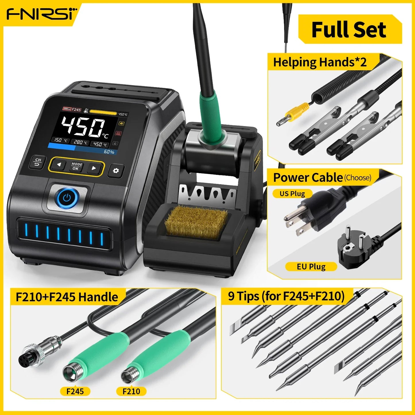 FNIRSI DWS-200 200W Power Soldering Iron Station | C210 C245 Handle for Electronic Welding & Rework