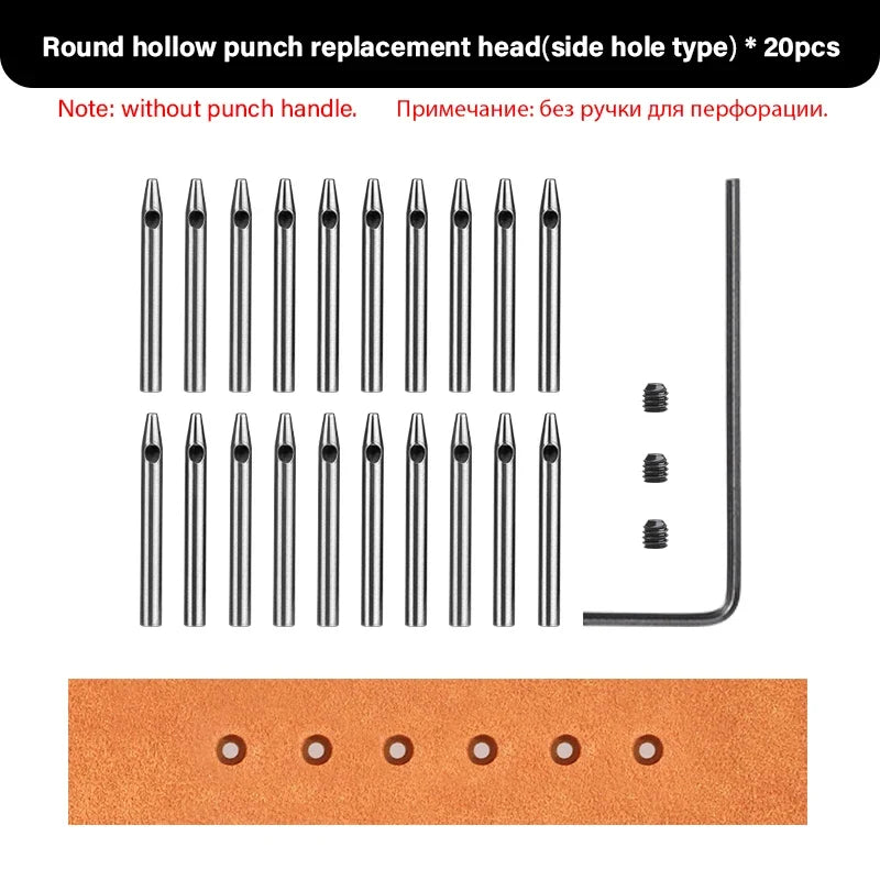 WUTA Leather Hole Punch Tool - Multifunctional Round Pricking Iron with Interchangeable Heads for Leather Craft & Stitching