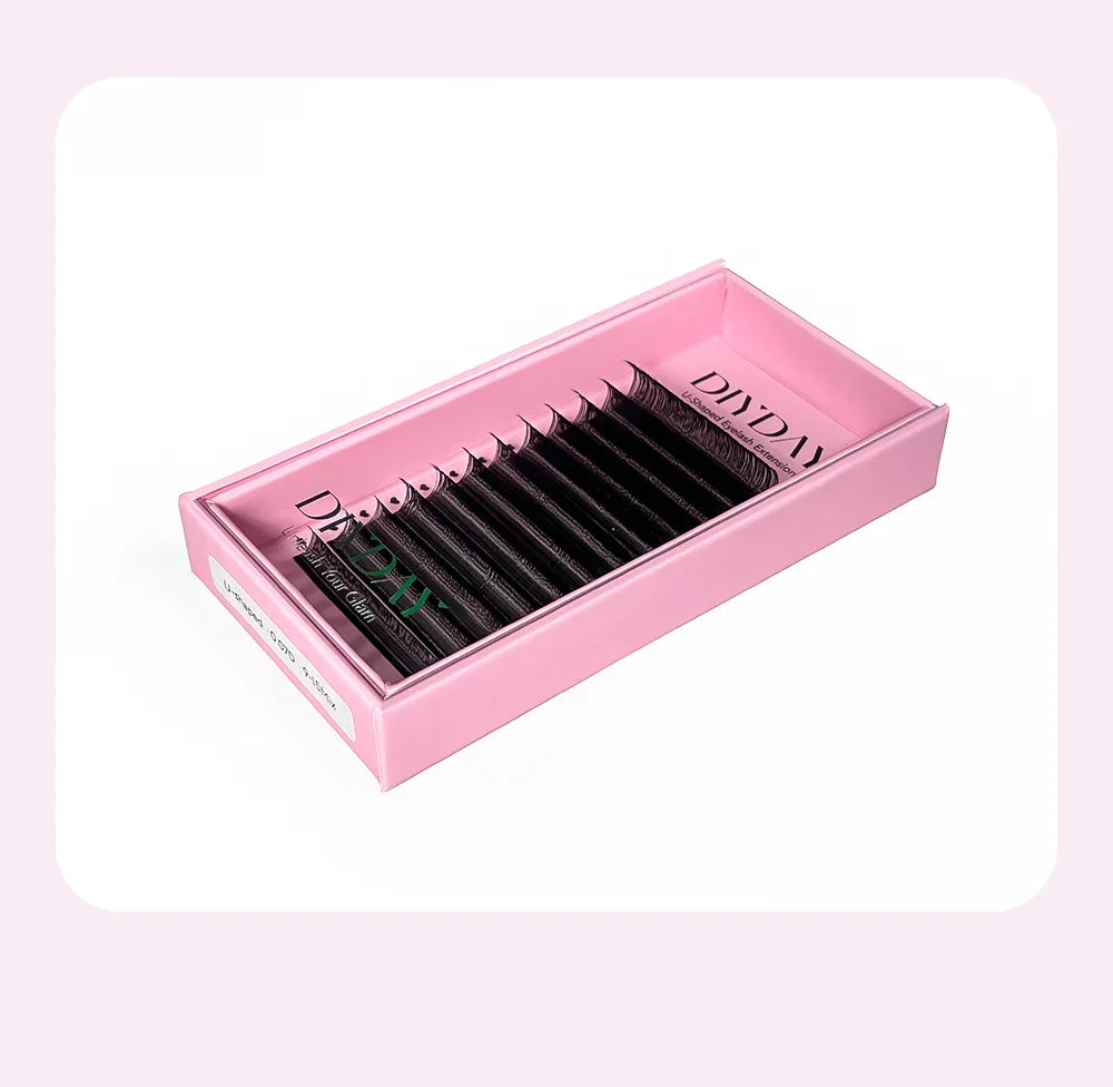 DIYDAY U-Shaped 3D Volume Eyelash Extensions — Easy-Apply Natural Wispy U YY Shape Faux Mink Lashes for Makeup