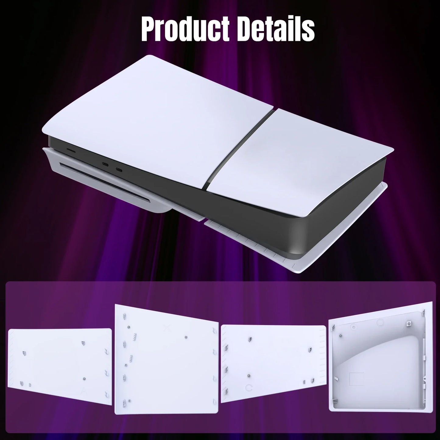 Premium White ABS Side Disc Plate – Replacement Faceplate Hard Shell Case for PS5 Slim Disc Edition
