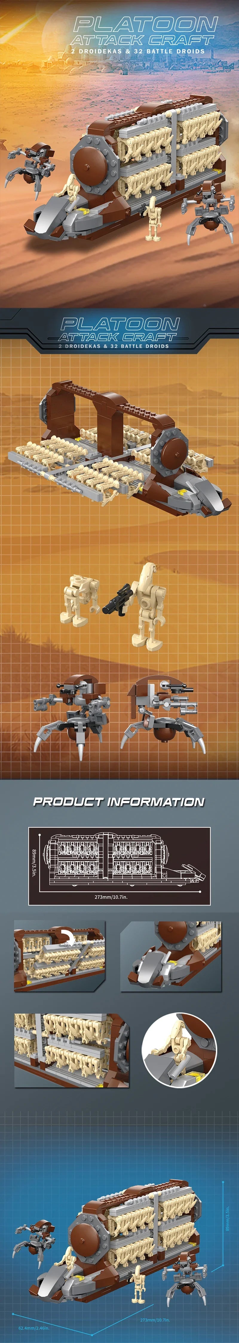 Platoon Attack Craft Droid Building Toy – DIY Star Army Model Blocks Set, Christmas Gift for Boys, Kids, and Adults