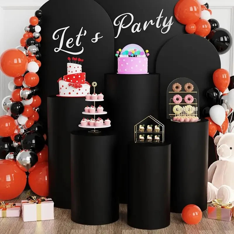 Cylinder Stand Covers - 5PCS/3PCS Elastic Fabric Decor Sleeves for Wedding, Party & Baby Shower Events