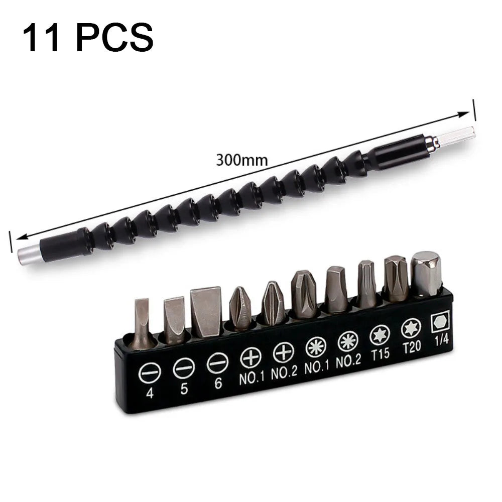 Flexible Drill Bit Extension & Right Angle Adapter Set – 105° Rotatable Hex Shank Screwdriver Bit Kit