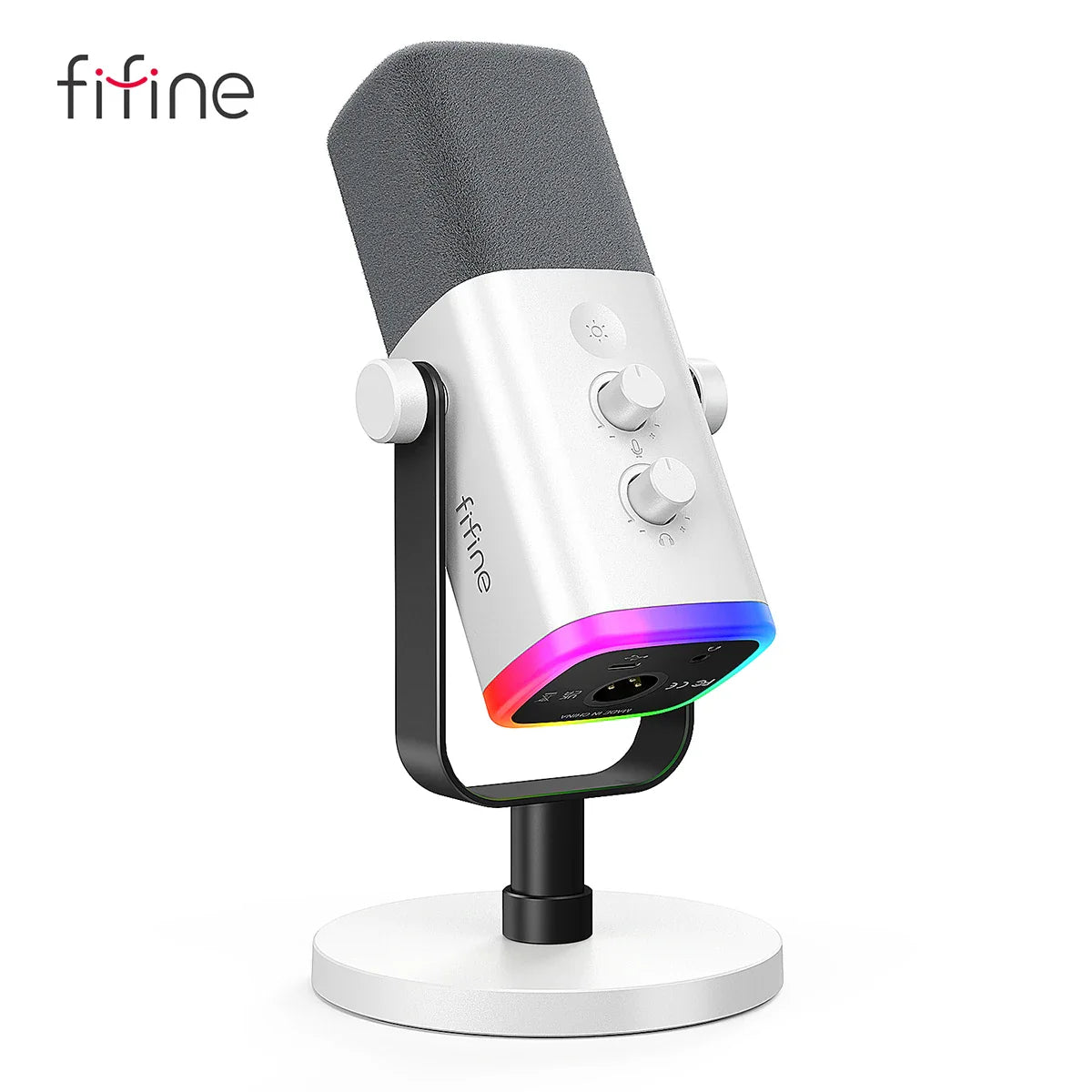 FIFINE AmpliGame AM8 USB/XLR Dynamic Microphone ā RGB Control, Headphone Jack, Mute Button for PC Gaming, Recording, and Streaming