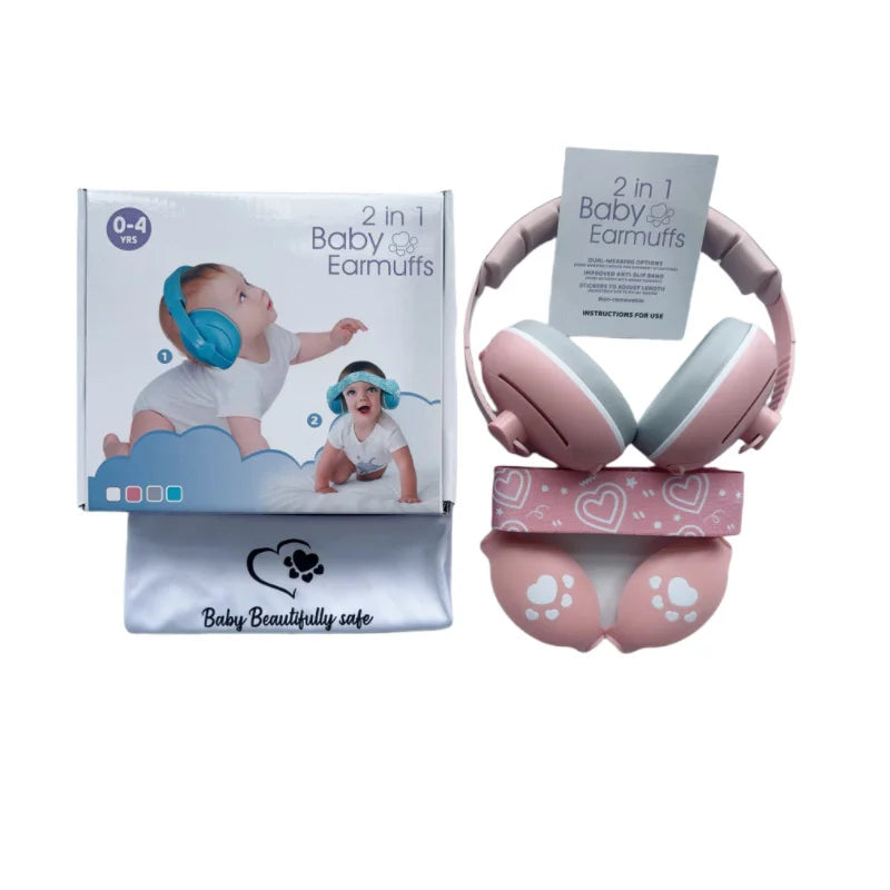 2-in-1 Baby Noise-Reduction Earmuffs – Adjustable Kids Ear Protection Headset for Sleep, Travel & Airplane Anti-Noise Comfort