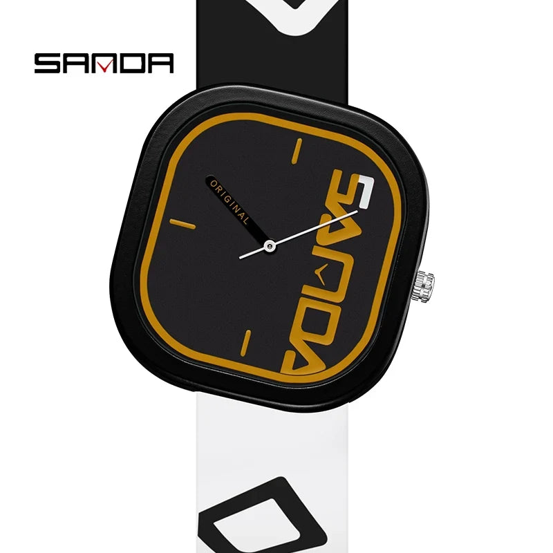 SANDA Men’s Quartz Sports Watch - Waterproof Silicone Strap with Simple Luxury Casual Design